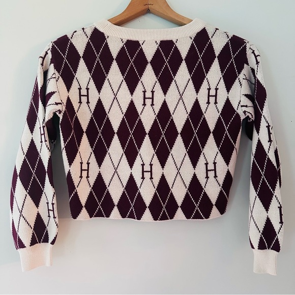 Harry Potter Hogwarts Argyle Cropped Long Sleeve Girls Sweater Size 10/12 H&M - Picture 6 of 10